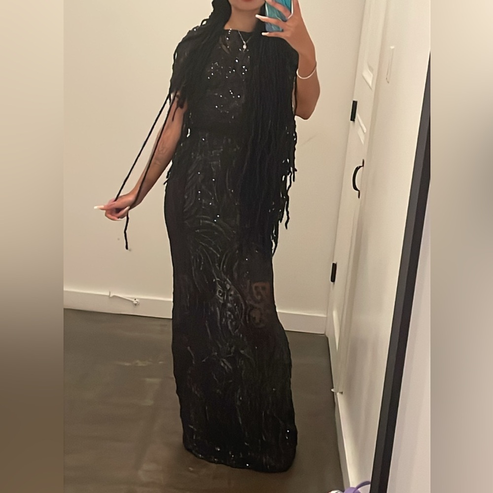 Fashion nova Elegant Black Evening 2pc sequence set EUC!! - Picture 2 of 9